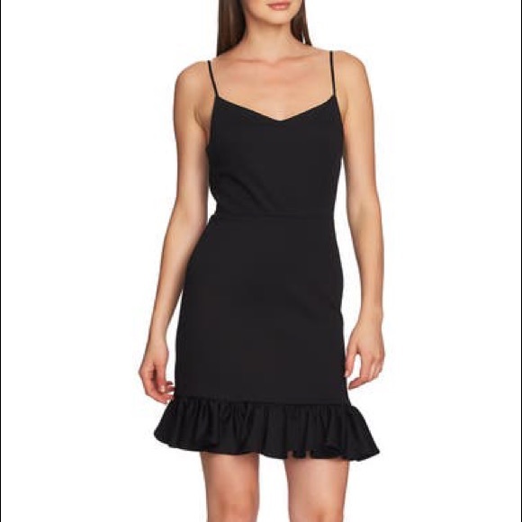New 1.STATE Black Ruffle Hem Mini Slip dress $99 - Picture 2 of 9